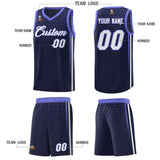 Custom Navy Personalized Honeycomb Pattern Sports Uniform Basketball Jersey