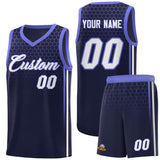 Custom Navy Personalized Honeycomb Pattern Sports Uniform Basketball Jersey