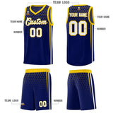 Custom Navy Personalized Honeycomb Pattern Sports Uniform Basketball Jersey