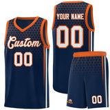 Custom Navy Personalized Honeycomb Pattern Sports Uniform Basketball Jersey