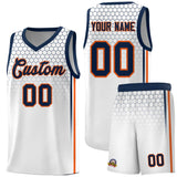 Custom White Personalized Honeycomb Pattern Sports Uniform Basketball Jersey