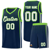 Custom Navy Personalized Honeycomb Pattern Sports Uniform Basketball Jersey