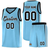 Custom Light Blue Personalized Honeycomb Pattern Sports Uniform Basketball Jersey