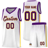 Custom White Personalized Honeycomb Pattern Sports Uniform Basketball Jersey