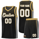 Custom Black Personalized Honeycomb Pattern Sports Uniform Basketball Jersey