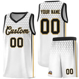 Custom White Personalized Honeycomb Pattern Sports Uniform Basketball Jersey