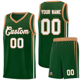 Custom Green Personalized Honeycomb Pattern Sports Uniform Basketball Jersey