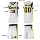 Custom White Personalized Honeycomb Pattern Sports Uniform Basketball Jersey