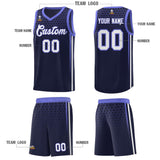 Custom Navy Personalized Honeycomb Pattern Sports Uniform Basketball Jersey