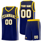 Custom Navy Personalized Honeycomb Pattern Sports Uniform Basketball Jersey
