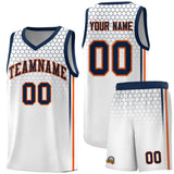 Custom White Personalized Honeycomb Pattern Sports Uniform Basketball Jersey
