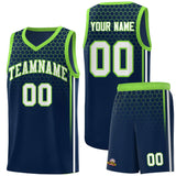 Custom Navy Personalized Honeycomb Pattern Sports Uniform Basketball Jersey