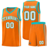 Custom Orange Personalized Honeycomb Pattern Sports Uniform Basketball Jersey