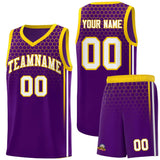 Custom Purple Personalized Honeycomb Pattern Sports Uniform Basketball Jersey