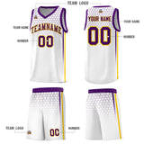 Custom White Personalized Honeycomb Pattern Sports Uniform Basketball Jersey