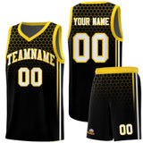 Custom Black Personalized Honeycomb Pattern Sports Uniform Basketball Jersey