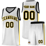 Custom White Personalized Honeycomb Pattern Sports Uniform Basketball Jersey