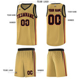 Custom Old Gold Personalized Honeycomb Pattern Sports Uniform Basketball Jersey