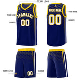Custom Navy Personalized Honeycomb Pattern Sports Uniform Basketball Jersey