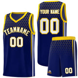Custom Navy Personalized Honeycomb Pattern Sports Uniform Basketball Jersey