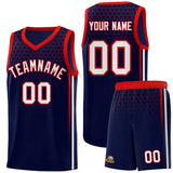 Custom Navy Personalized Honeycomb Pattern Sports Uniform Basketball Jersey