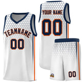 Custom White Personalized Honeycomb Pattern Sports Uniform Basketball Jersey