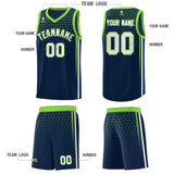 Custom Navy Personalized Honeycomb Pattern Sports Uniform Basketball Jersey