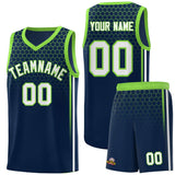 Custom Navy Personalized Honeycomb Pattern Sports Uniform Basketball Jersey