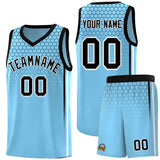 Custom Light Blue Personalized Honeycomb Pattern Sports Uniform Basketball Jersey