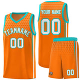 Custom Orange Personalized Honeycomb Pattern Sports Uniform Basketball Jersey