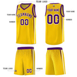Custom Gold Personalized Honeycomb Pattern Sports Uniform Basketball Jersey