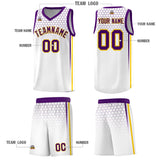 Custom White Personalized Honeycomb Pattern Sports Uniform Basketball Jersey