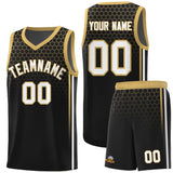Custom Black Personalized Honeycomb Pattern Sports Uniform Basketball Jersey