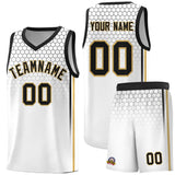 Custom White Personalized Honeycomb Pattern Sports Uniform Basketball Jersey