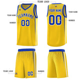 Custom Gold Personalized Honeycomb Pattern Sports Uniform Basketball Jersey