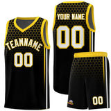 Custom Black Personalized Honeycomb Pattern Sports Uniform Basketball Jersey