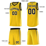 Custom Gold Personalized Honeycomb Pattern Sports Uniform Basketball Jersey