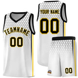 Custom White Personalized Honeycomb Pattern Sports Uniform Basketball Jersey