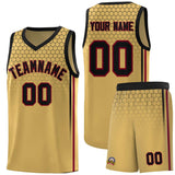 Custom Old Gold Personalized Honeycomb Pattern Sports Uniform Basketball Jersey