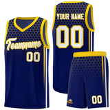 Custom Navy Personalized Honeycomb Pattern Sports Uniform Basketball Jersey
