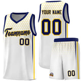Custom White Personalized Honeycomb Pattern Sports Uniform Basketball Jersey