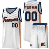 Custom White Personalized Honeycomb Pattern Sports Uniform Basketball Jersey