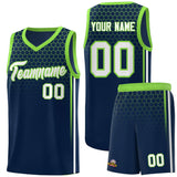 Custom Navy Personalized Honeycomb Pattern Sports Uniform Basketball Jersey