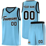 Custom Light Blue Personalized Honeycomb Pattern Sports Uniform Basketball Jersey