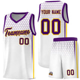 Custom White Personalized Honeycomb Pattern Sports Uniform Basketball Jersey