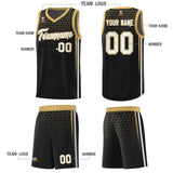 Custom Black Personalized Honeycomb Pattern Sports Uniform Basketball Jersey