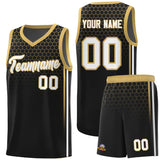 Custom Black Personalized Honeycomb Pattern Sports Uniform Basketball Jersey