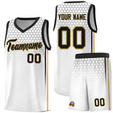 Custom White Personalized Honeycomb Pattern Sports Uniform Basketball Jersey