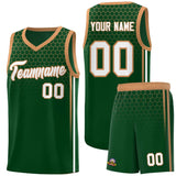 Custom Green Personalized Honeycomb Pattern Sports Uniform Basketball Jersey