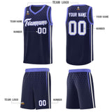 Custom Navy Personalized Honeycomb Pattern Sports Uniform Basketball Jersey